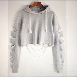 Drop shoulder ladder cutout sleeve crop